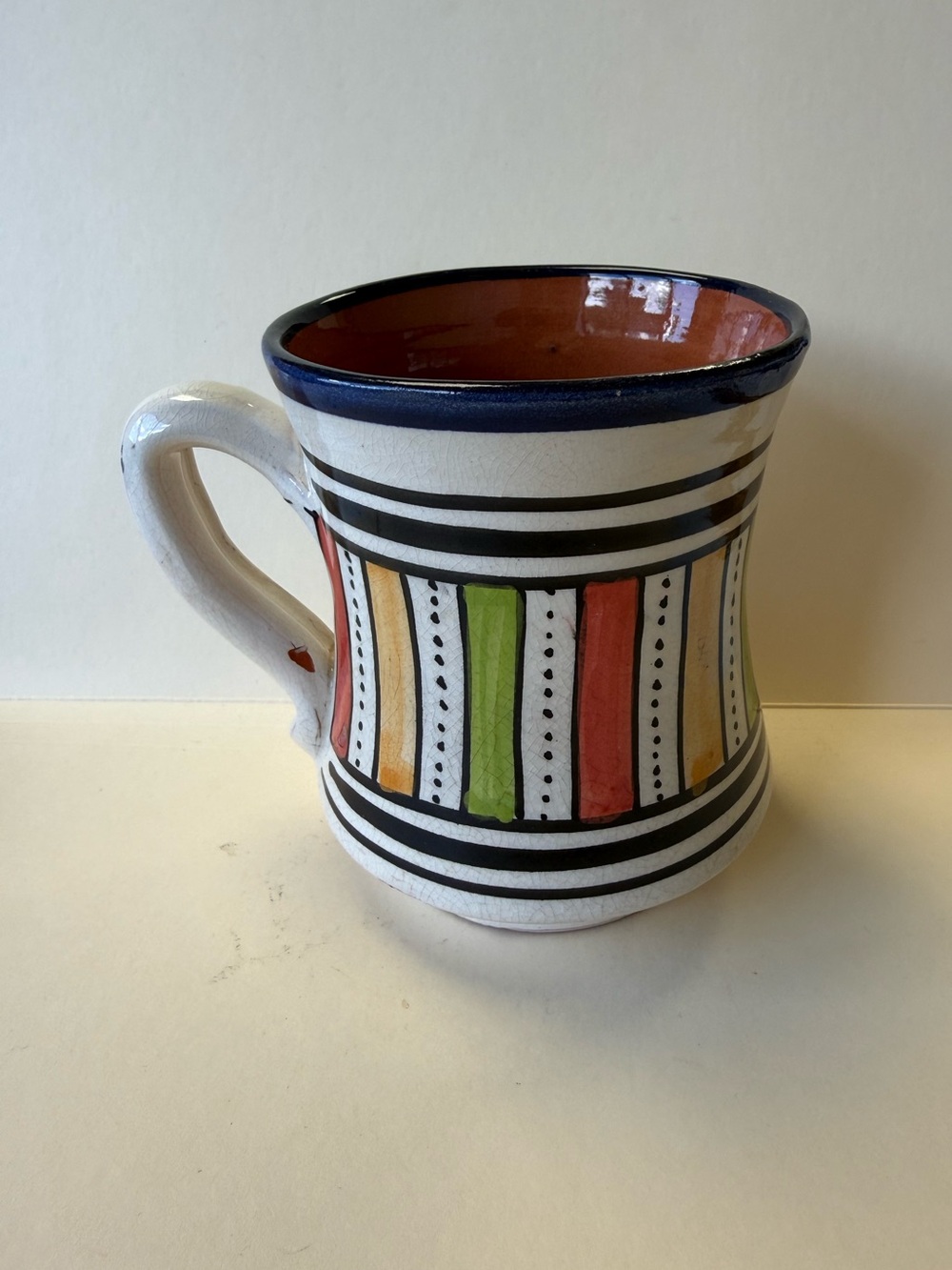 Traditional Handmade Hand Painted Multicolor Moroccan Mug.